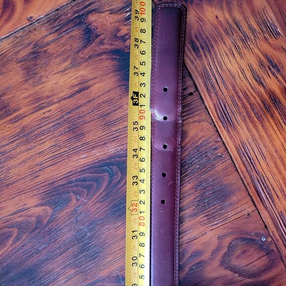 Vtg Brown Leather Belt with Brass Buckle Sz L - Picture 7 of 7